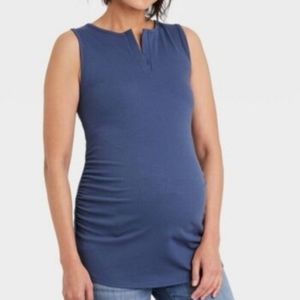 Ingrid + Isabel Maternity ribbed tank, Medium, Blue, NWT
